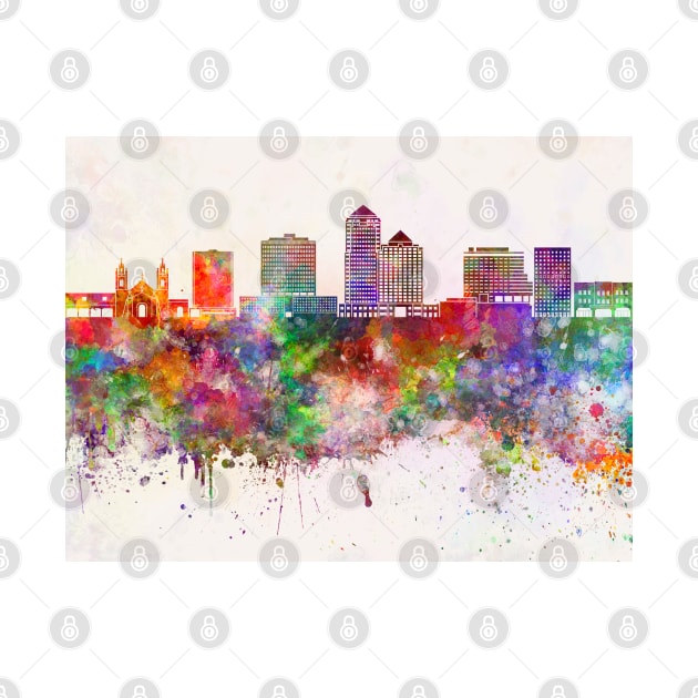 Albuquerque V2 skyline in watercolor background by PaulrommerArt