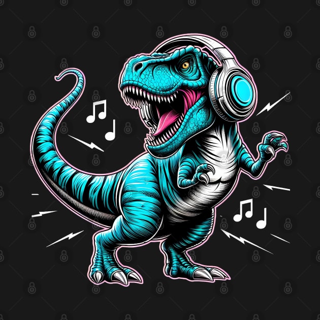 Dancing T-Rex with Headphone by cowyark rubbark