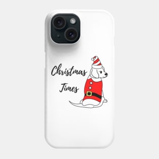 christmas times red santa dog illustration Phone Case