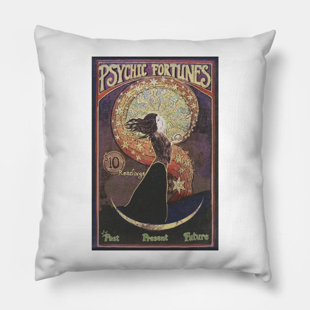 Psychic Fortunes Vintage Poster | Time Worn Pillow by wildtribe