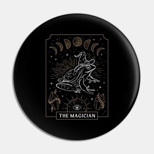 Witchy Frog Under Moon Phases, The Magician with Wizard Hat, Dark Academia, Cottagecore Pin