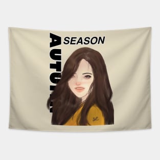 Autumn Season Girl Tapestry