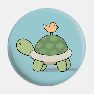 Kawaii Cute Tortoise and Bird Pin