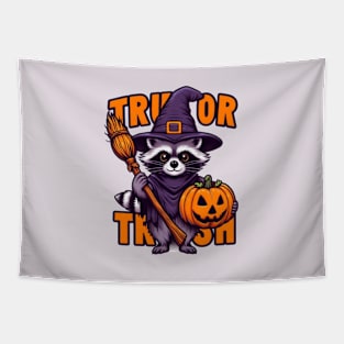 Trick or Trash Raccoon Tapestry