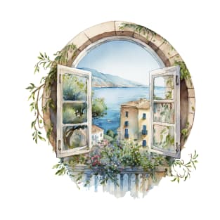 French Riviera Window View T-Shirt