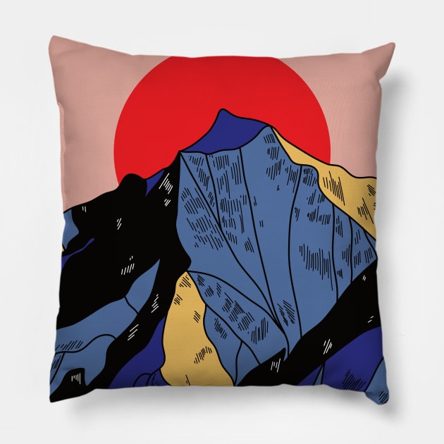 Sunny mountains Pillow by magyarmelcsi