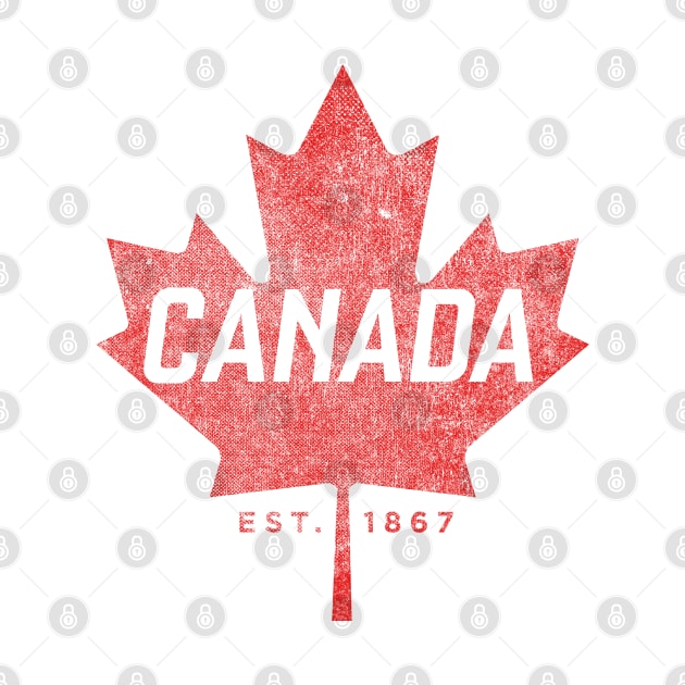 Canada Est. 1867 Vintage Faded Canada Maple Leaf  design by Vector Deluxe