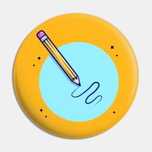 Pencil Cartoon Vector Icon Illustration Pin