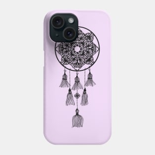 Black dreamcatcher over blue Phone Case