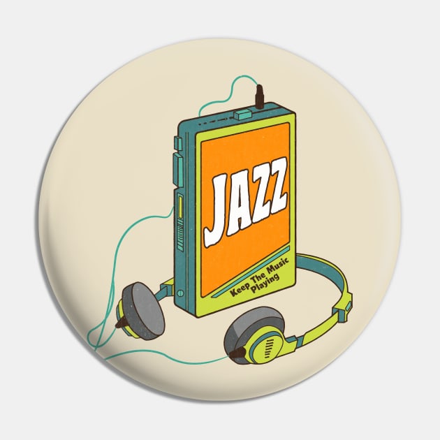 Jazz / Retro Walkman Design / Retro Music Art Pin by EliseOB