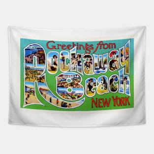 Greetings from Rockaway Beach, New York - Vintage Large Letter Postcard Tapestry