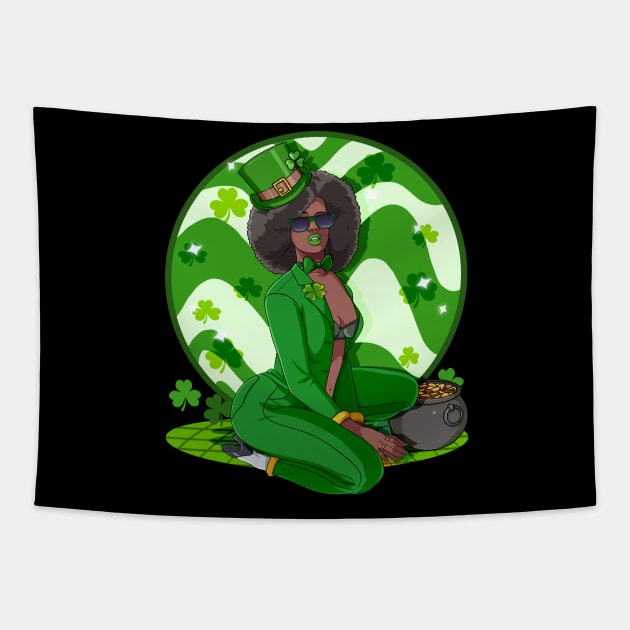 African American Leprechaun St. Patricks Day Tapestry by Noseking