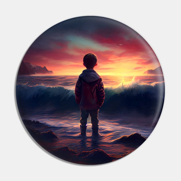 Young man standing on the beach enjoying the sunset one Pin by MLArtifex