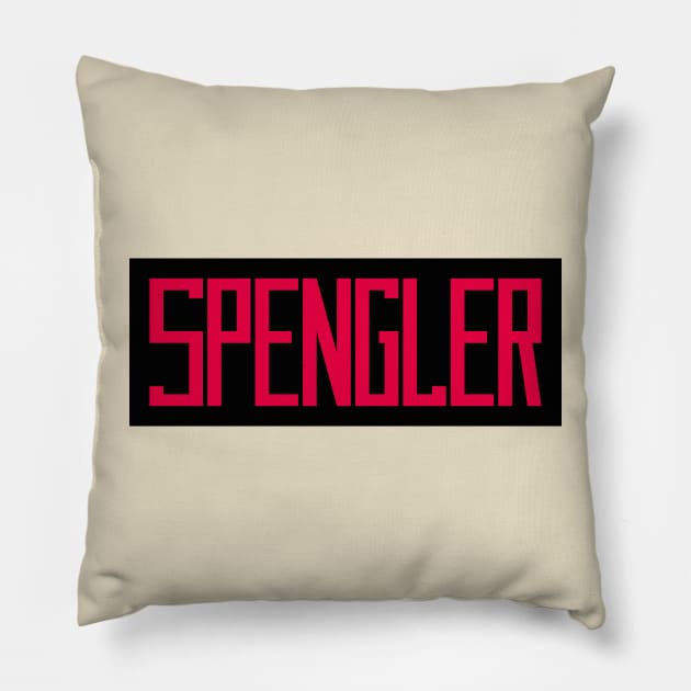 Spengler Name Badge (Ghostbusters) Pillow by GraphicGibbon