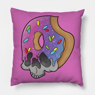 Donut Skull Morph With Sprinkles Pillow