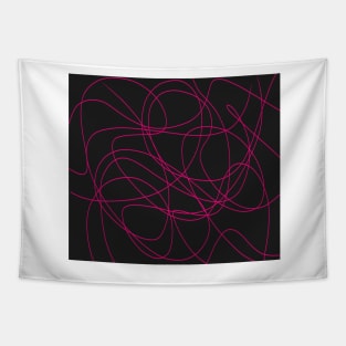 Pink on Black Line Art Tapestry