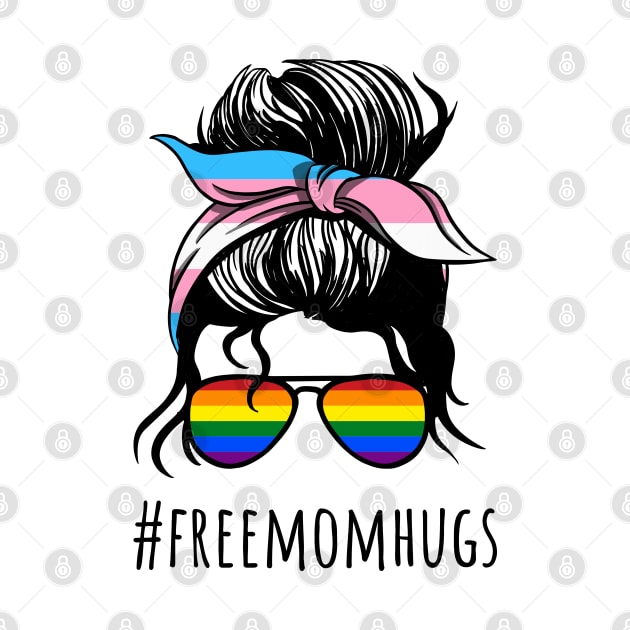 Free Mom Hugs IV - Messy Bun Rainbow Gay Trans Pride by lemonpepper