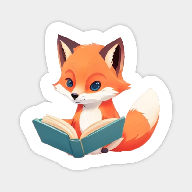 fox reading a book Magnet by Majkel&Majkel