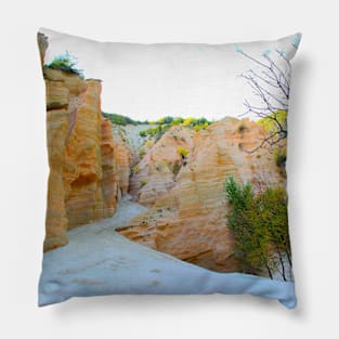 View at the Lame Rosse with rugged features, greenery and gravel Pillow