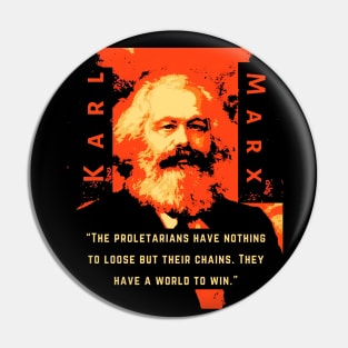 Karl Marx portrait and quote: The proletarians have nothing to lose but their chains. They have a world to win. Pin