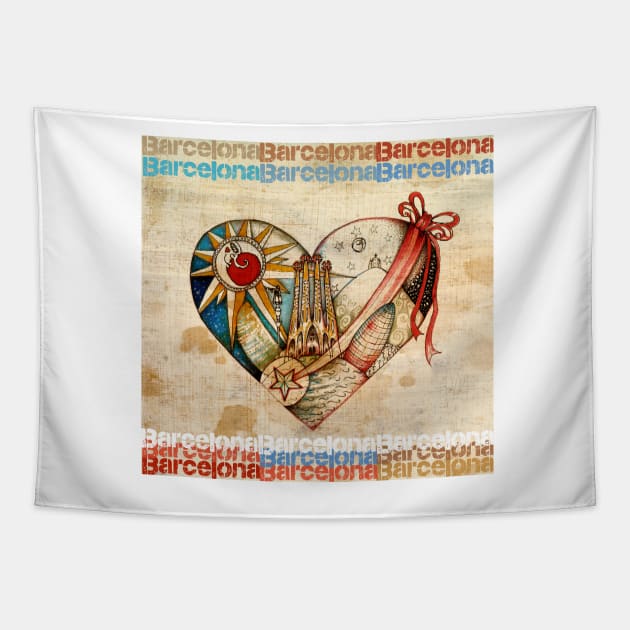 Barcelona Spirit - Vintage Tapestry by aremaarega