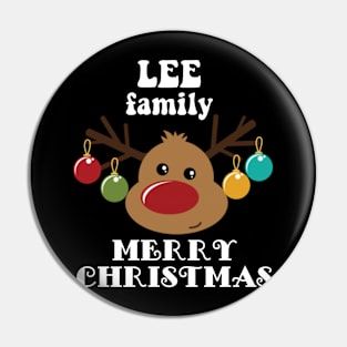 Family Christmas - Merry Christmas LEE family, Family Christmas Reindeer T-shirt, Pjama T-shirt Pin