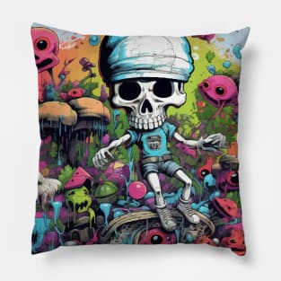 Luminous Bones: Psychedelic Skeleton Pillow