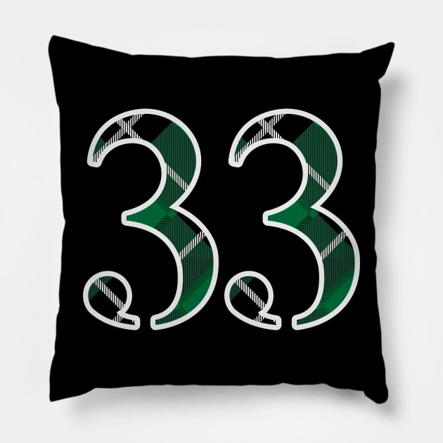 33 Sports Jersey Number Green Black Flannel Pillow by Design_Lawrence