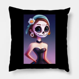 classy sugar skull girl Pillow