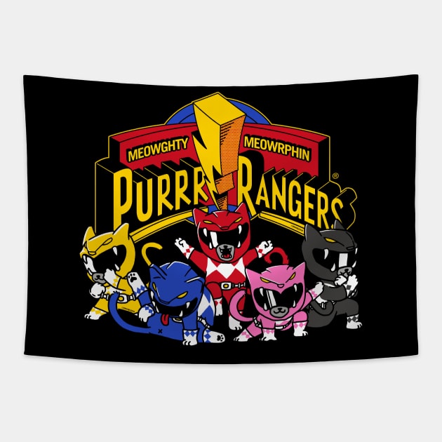 Mighty Morphin Purr Rangers Tapestry by vo_maria