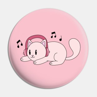 Cat with Headphones Pin