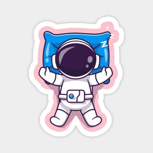 Cute Astronaut Sleeping On Pillow Cartoon Magnet