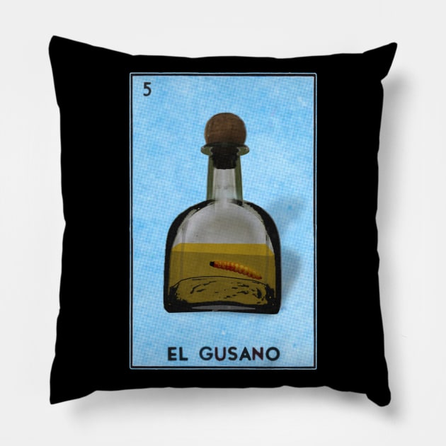 La Loteria - The Worm El Gusano Pillow by Electrovista