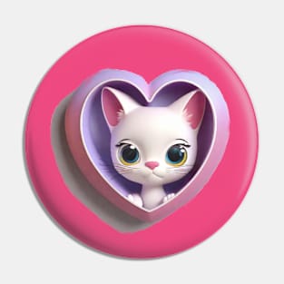 Super cute kitten in a heart frame Pin