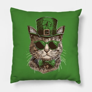 Leprechaun Cat St Catricks Day Pillow