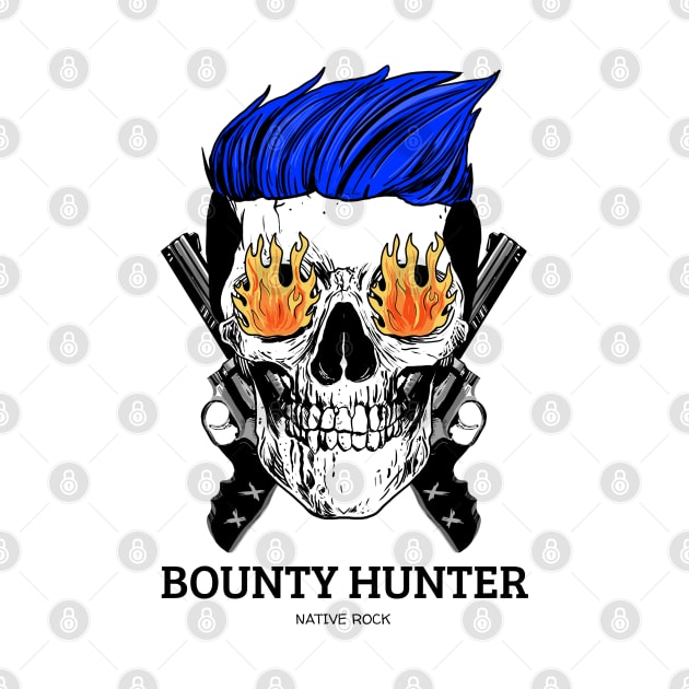 Bounty Hunter Blue Hair Fire Eyes by Native Rock