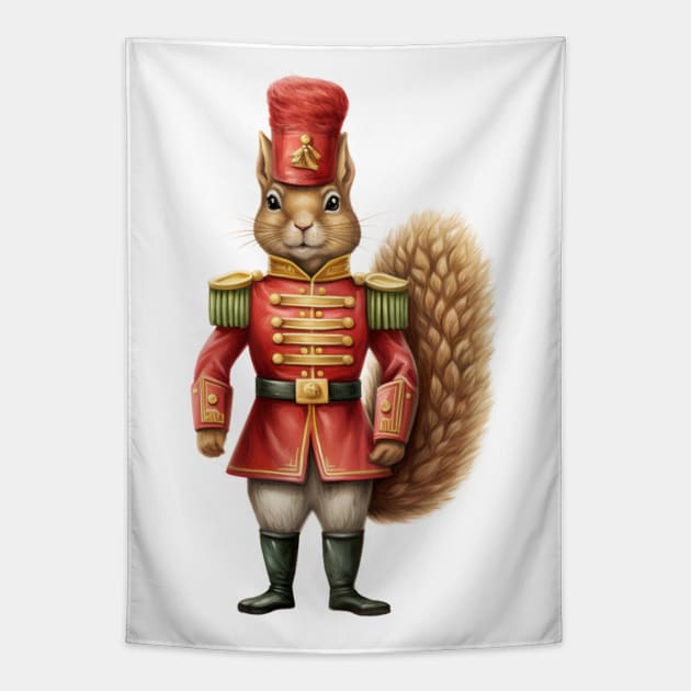 Squirrel Christmas Nutcracker Tapestry by Chromatic Fusion Studio