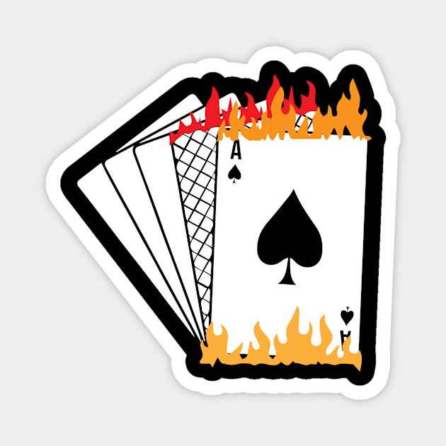 Poker card game Skat poker evening flames diamond cards Magnet by SpruchBastler