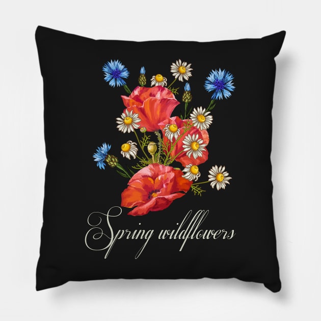 Spring  wildflowers-Bouquet of wildflowers-Spring bouquet of wildflowers Pillow by KrasiStaleva