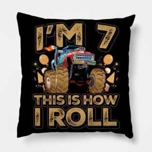 7 Year Old Boy Toddler Monster Truck Party 7th Birthday Pillow