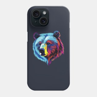 Neon grizzly bear head Phone Case