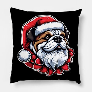 Bulldog as Santa for Christmas Pillow