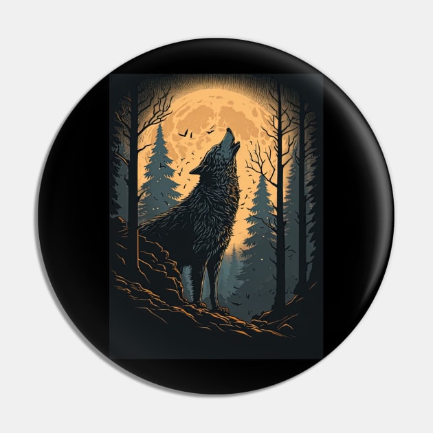 Werewolf Howling in front of the moon Pin by adencatalina51