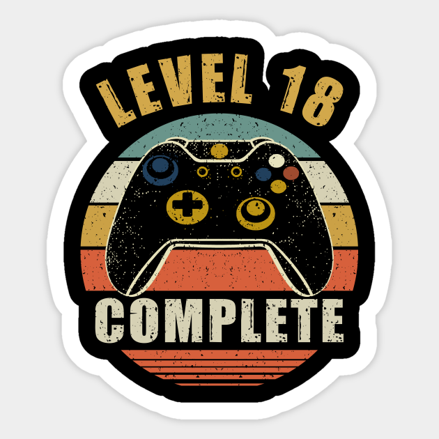 Vintage Level 18 Complete 18 Years Old 18th Birthday Gamer Gaming Video Game Gift Men Women Kids Vintage Level 18 Complete Video Game Aufkleber Teepublic De Vintage Level 18 Complete 18 Years Old 18th Birthday Gamer Gaming Video Game Gift Men Women Kids Vintage Level 18 Complete Video Game Aufkleber Teepublic De