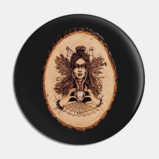 Skadi - nordic goddess pyrography print, wood texture Pin