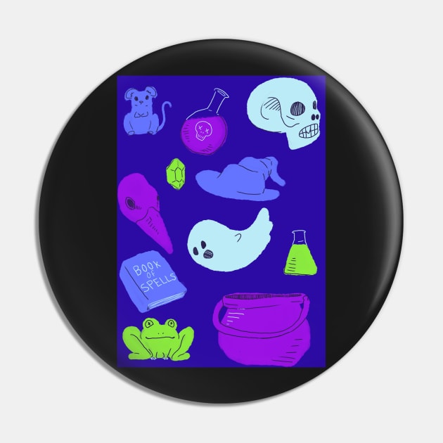 Halloween Witch - Necromancer Themed Pattern Pin by sheehanstudios