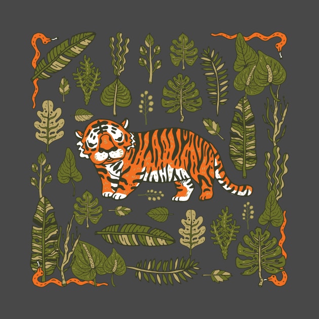 Tiger in forest by nokhookdesign