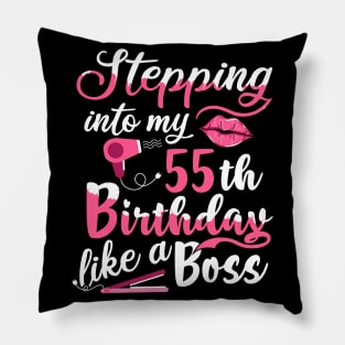 Stepping into My 55th Birthday like a Boss Gift Pillow