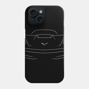 front/profile Chevy Corvette C7 - stencil, white Phone Case