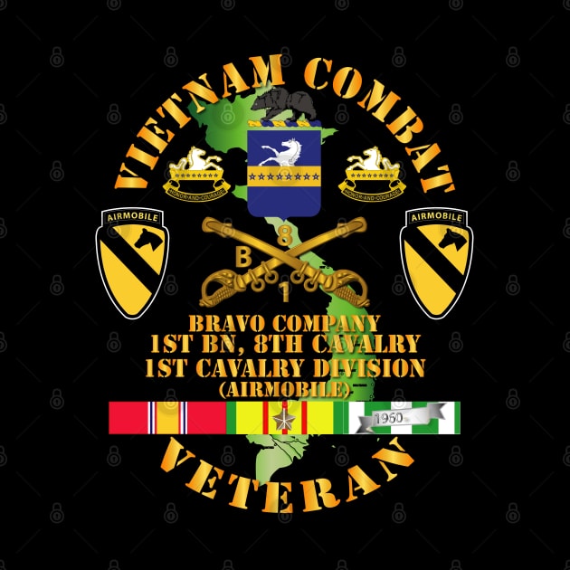 Vietnam Combat Cavalry Veteran w Bravo - 1st Bn 8th Cav COA - 1st Cav Div SSI by twix123844